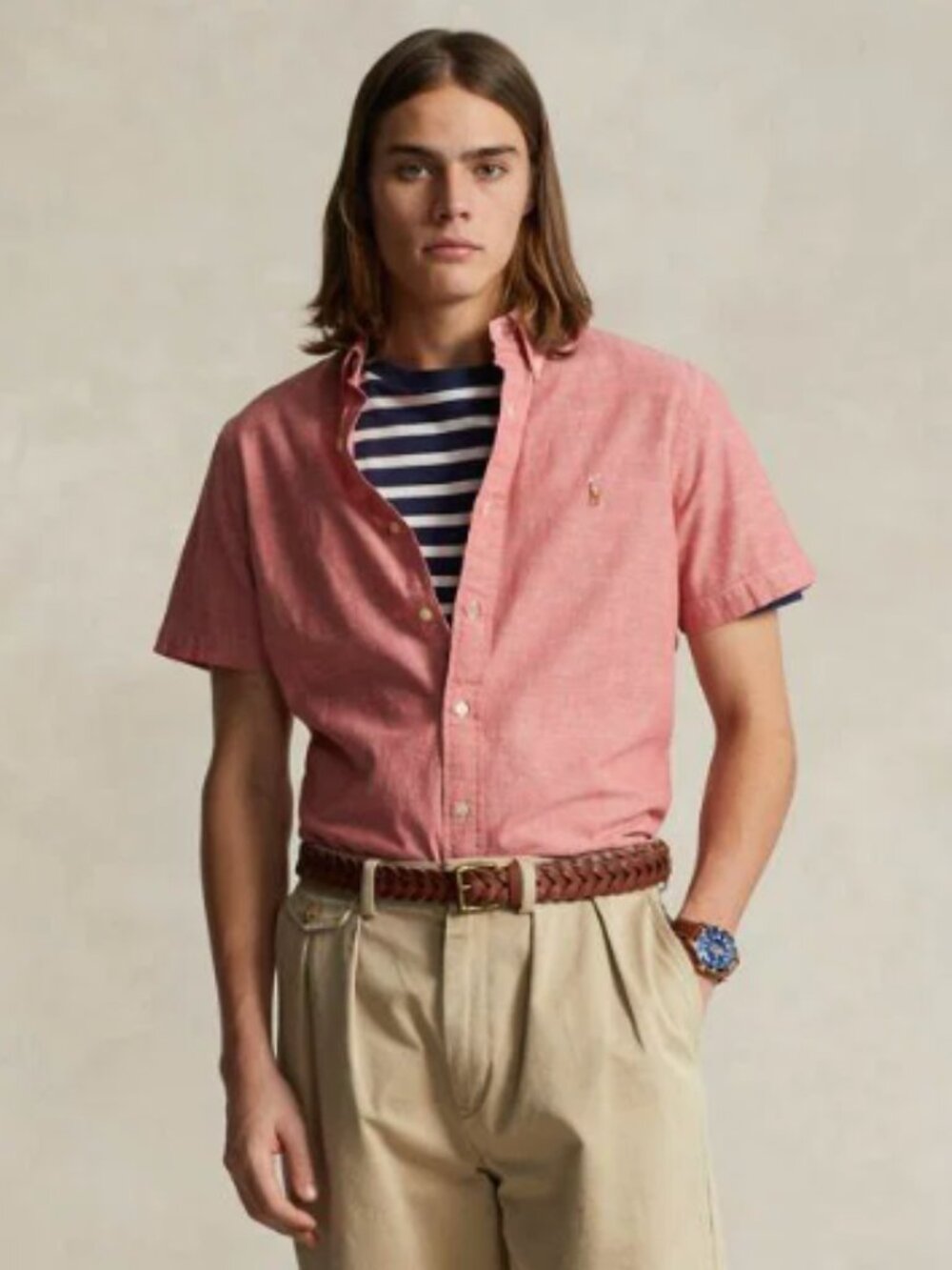 Polo by Ralph Lauren Coral Red Short Sleeve Button-Down Shirt